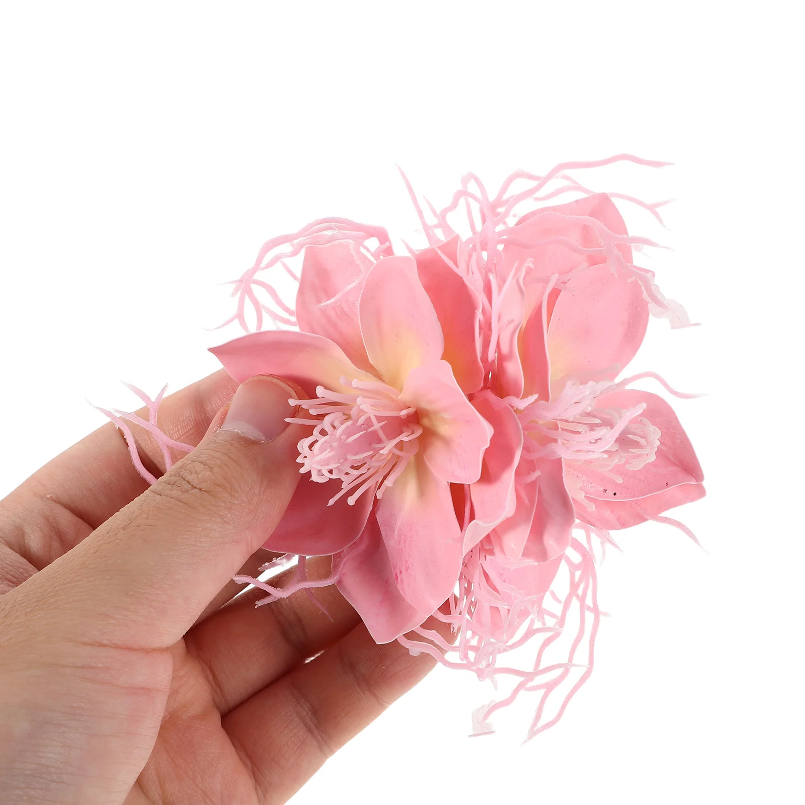 

2 Pcs Flower Hairpin Barrettes Hawaiian Plumeria Clips Blossom Pink Plastic Travel