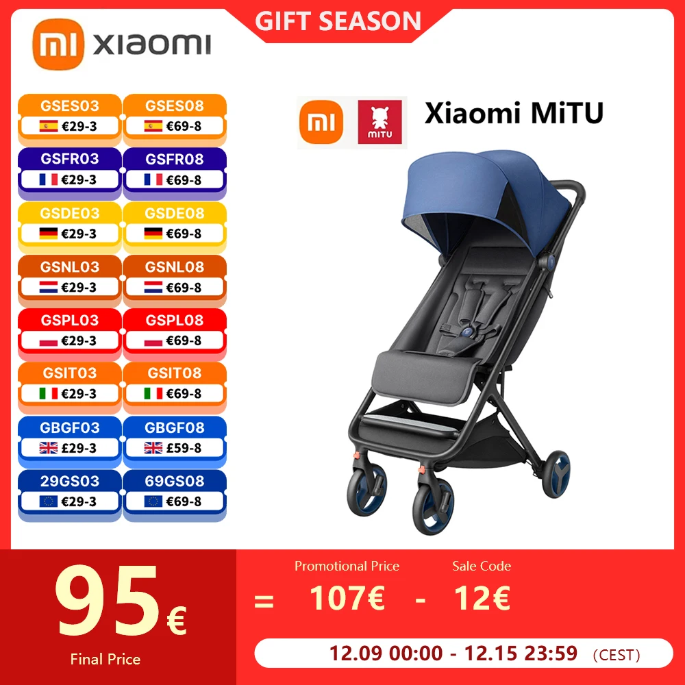 Xiaomi MiTU Baby Stroller Multifunctional Folding Baby Carriage Lightweight Aluminium Portable Trolley Baby Cars For Travel Baby