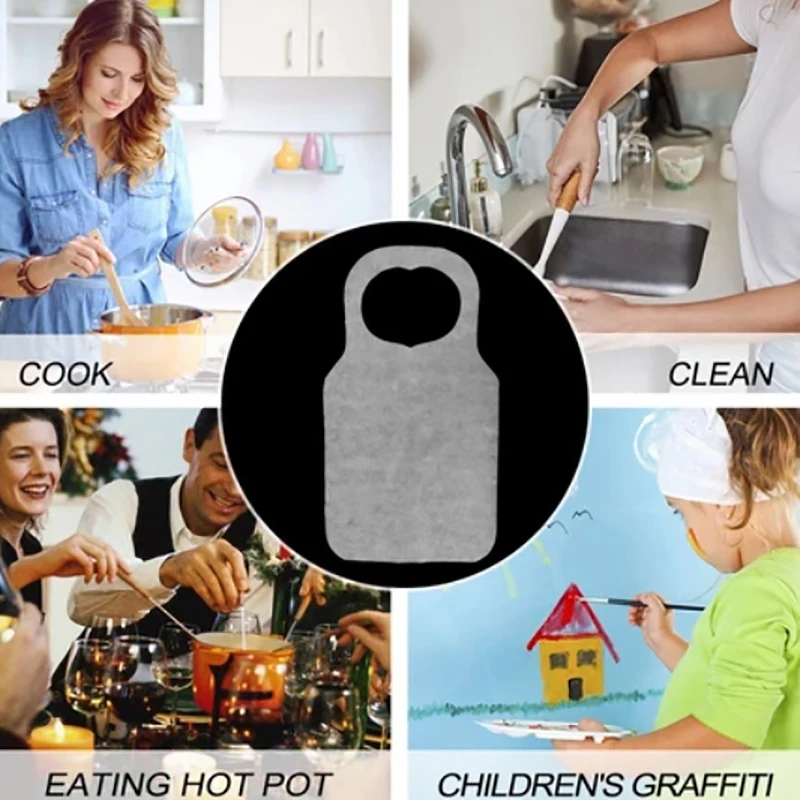 10/20Pcs Portable Cleaning Cooking Non-woven Waterproof Apron Disposable Apron Hotpot Oil-proof Anti-fouling Adults Bib