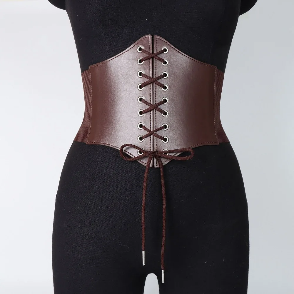 Versatile Super Wide Corset Belt Bandage Elastic High Waist Pu Leather Girdle Bustier Corset Women