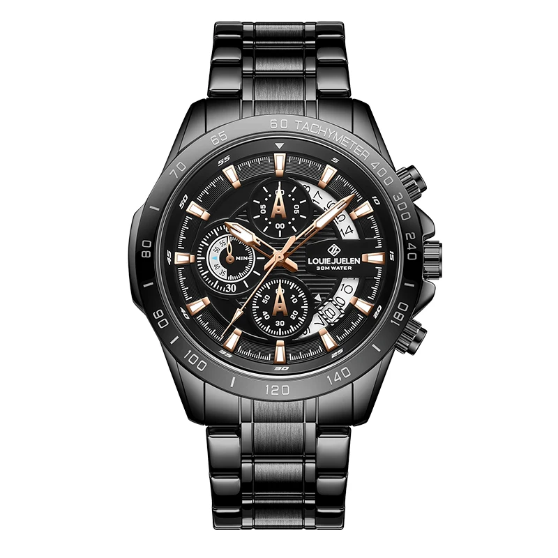 Jam Tangan Sport สำหรับผู้ชายนาฬิกาข้อมือสแตนเลสสตีลทหารกันน้ำได้หรูหรามีแบรนด์2024จับเวลานาฬิกาปฏิทินเรืองแสงนาฬิกาชายธุรกิจ