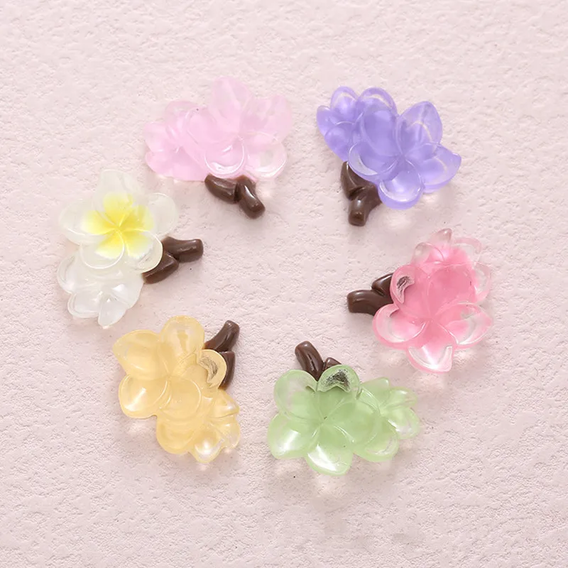 10pcS Colour Petal Resin DIY Ear Stud Icebox Shoes Hat Barrette Mobile Phone Case Decoration Cream Glue Clothes Flat Back Patch