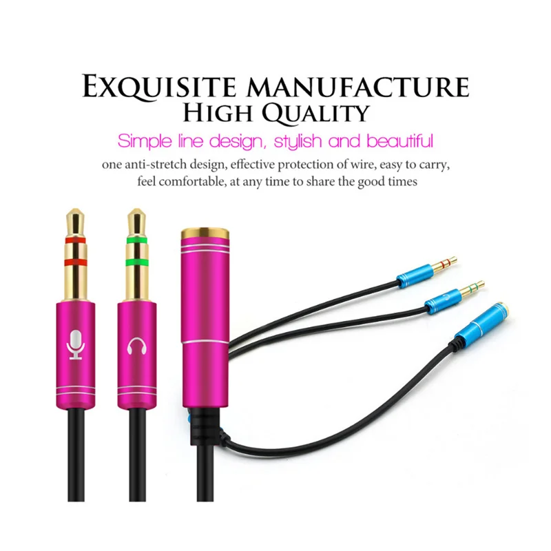 3.5mm Headphone Stereo Audio Mic Y Splitter 3.5 mm Audio  Microphone to 4 Pole Jack Aux Adapter for 4 pin 3.5mm Plug Earphone