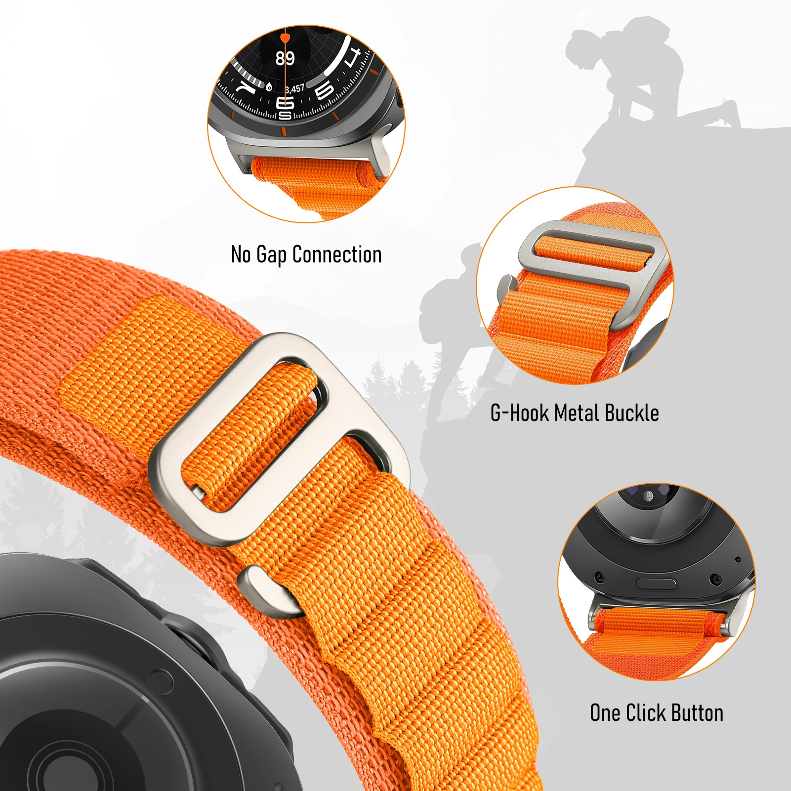 Gelang jam tangan Samsung Galaxy, Ultra tali 47mm aksesori gelang nilon Alpine olahraga gelang correa Galaxy Watch 7 ultra band