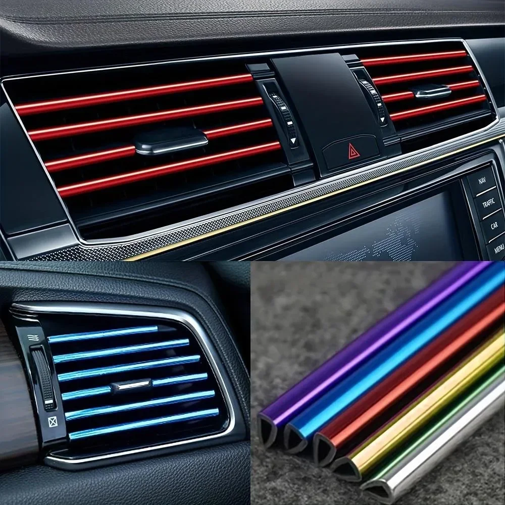 10Pcs Car Air Conditioner Decoration Strip for Vent Outlet, Universal Waterproof Bendable Air Vent Outlet Trim Decoration