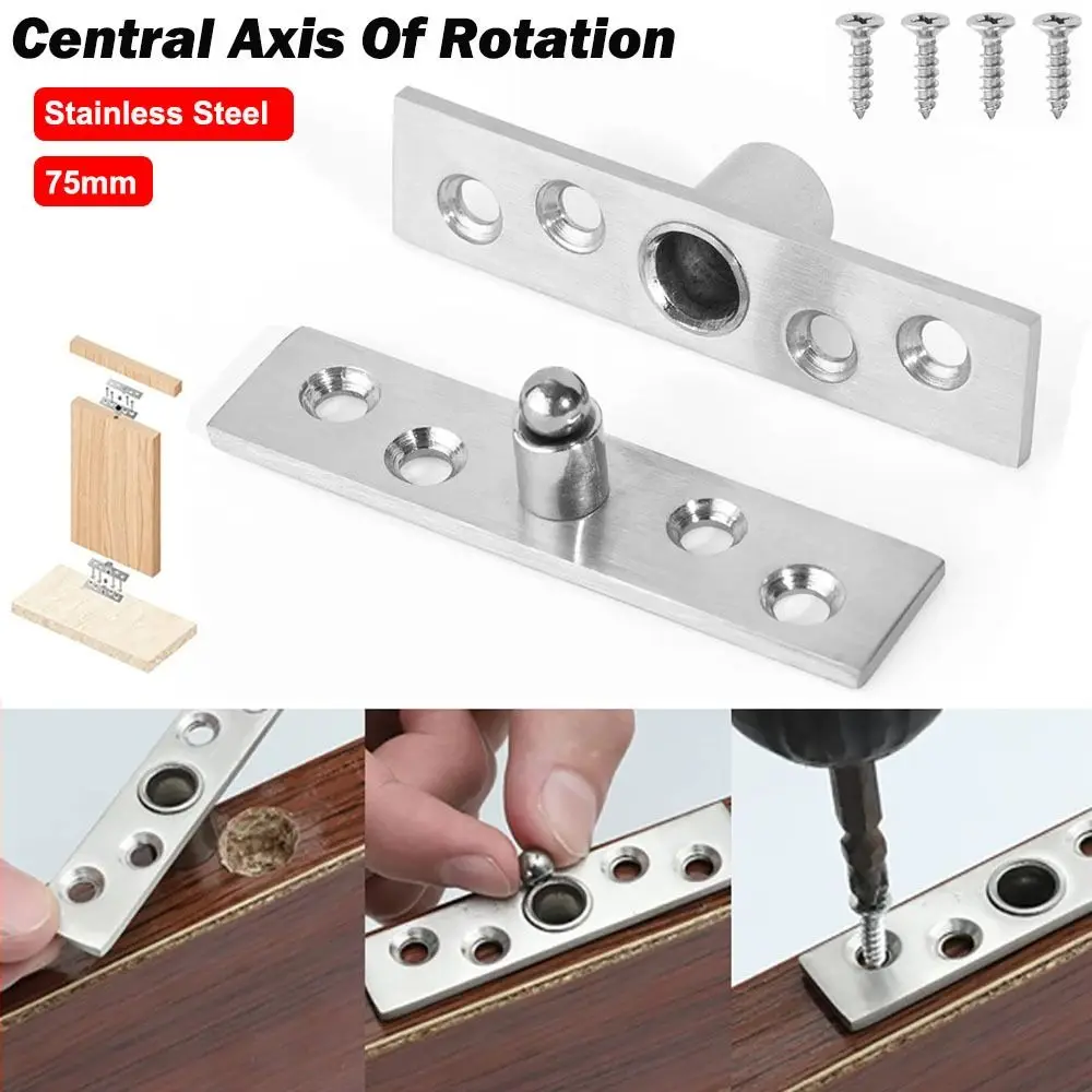 New Stainless Steel Pivot Hinge 360° Swivel Heavy Duty Door Concealing Shaft With Screws Up Down Shaft