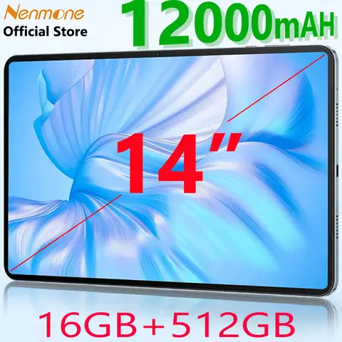 글로벌 펌웨어 Nenmone 14인치 대형 스크린 태블릿 Pc 안드로이드 14 16+512GB 4G 전화 통화 5G WiFi 태블릿 Планшет 14 게임 연구