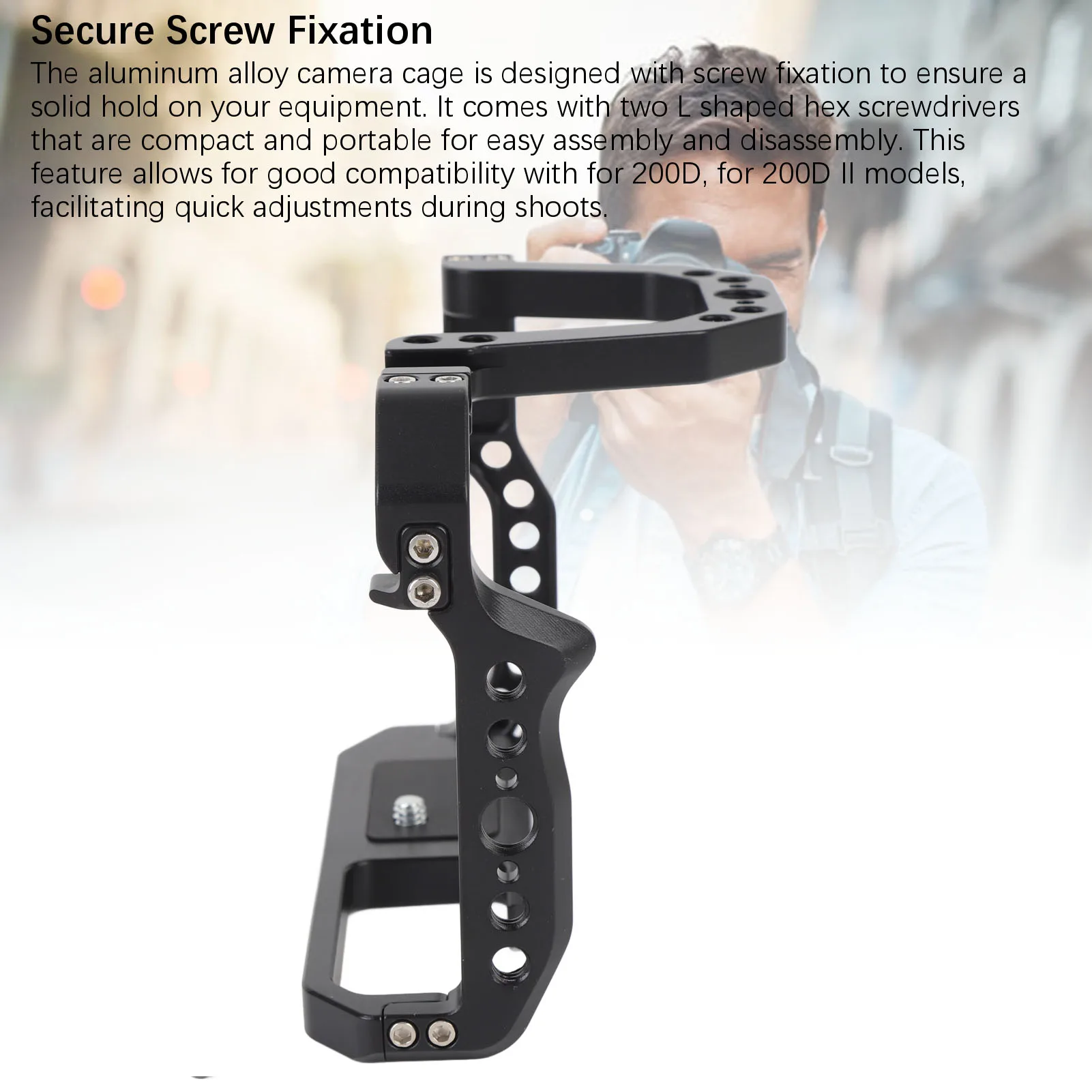 Camera Full Cage Camera Video Cage Camera Video Cage Aluminum Alloy Camera Camcorder Stabilizer Extension Cage for 200D 200DII