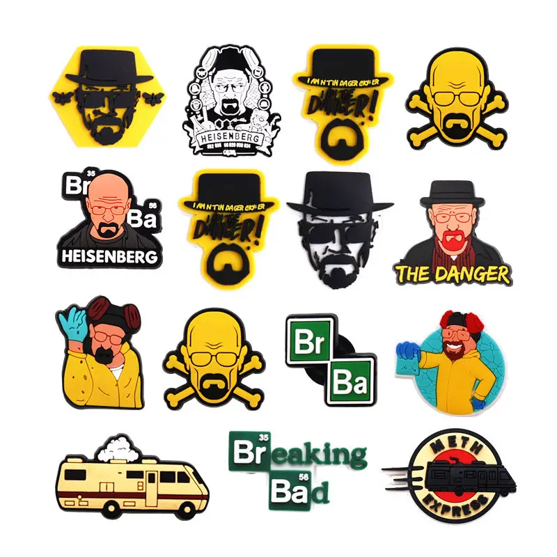 1pcs BreakingBad PVC Shoe Buckle Accessories Heisenberg Shoes Charms Hermanos Clogs Pins Upper Clips Decor Unisex Cool Gifts