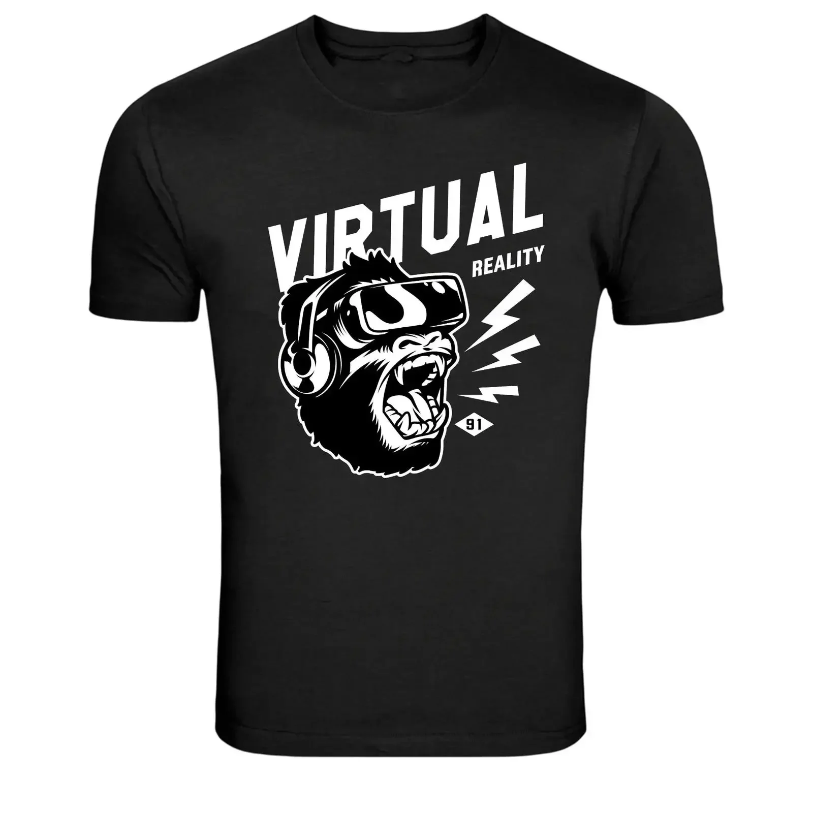 Camiseta de realidad virtual Gorilla VR Gamer, camiseta vintage lavada y suave para hombre, ropa de diseñador informal y cómoda para uso diario