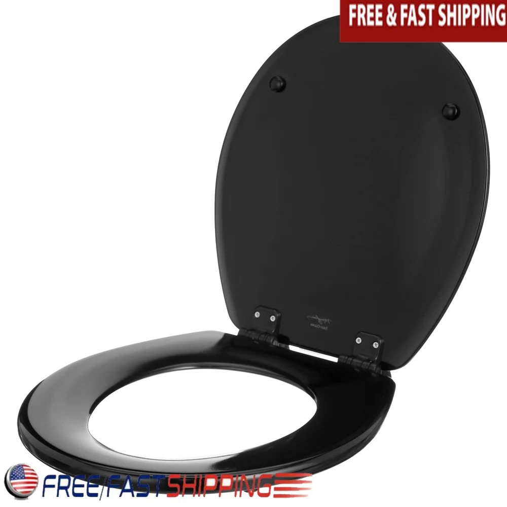 

Прочное эмалированное деревянное сиденье для унитаза, легко чистящаяся петля, система крепления StayTite, черное формованное дерево, жилое применение