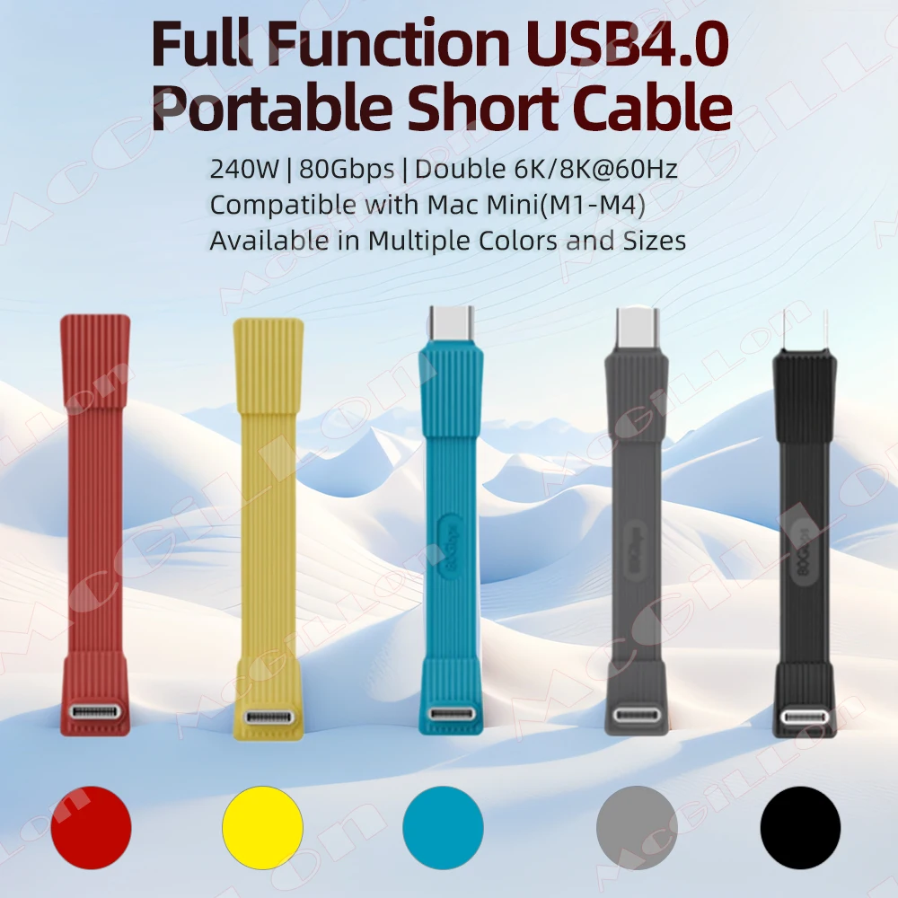 Elbow Short USB4 Cable 240W Fast Charging USB C Cable 80Gbps 8K Video for iPhone 16 17 iPad SSD Compatible with Thunderbolt 5/4