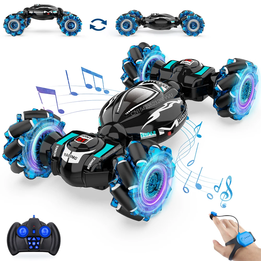 4WD Drift Stunt Car 1:18 Remote Control Car with Music Light RC Cars Off Road On Road Watch Gesture Sensor Rotation Car Kids Toy