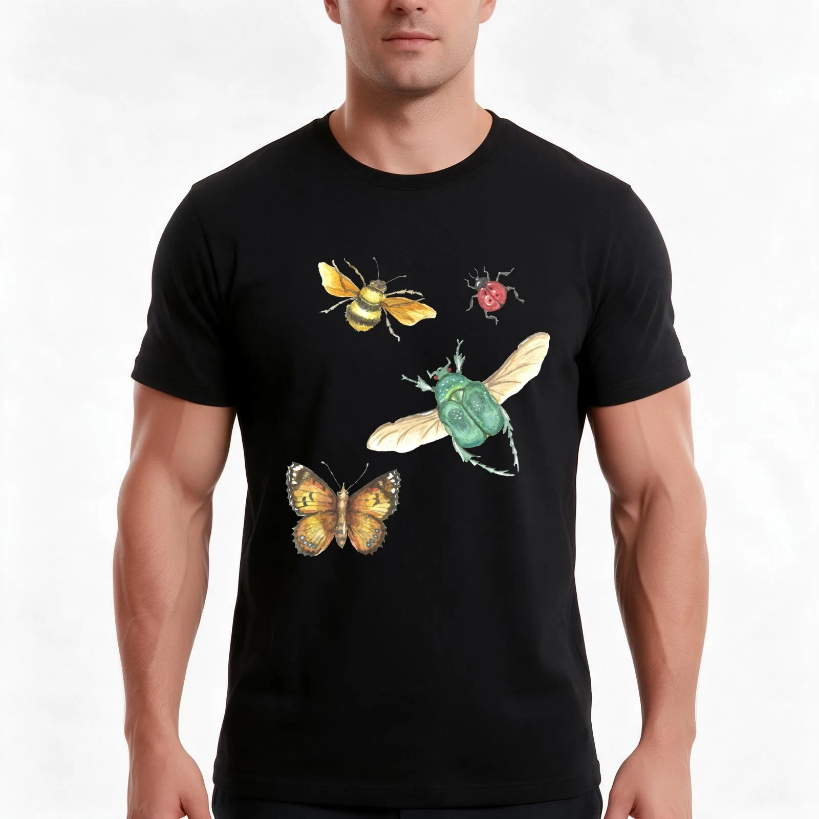 Collection of insects T-Shirt Summer Casual Cotton Tee Oversized Streetwear Tops Vintage Graphic Print Unisex Men Women