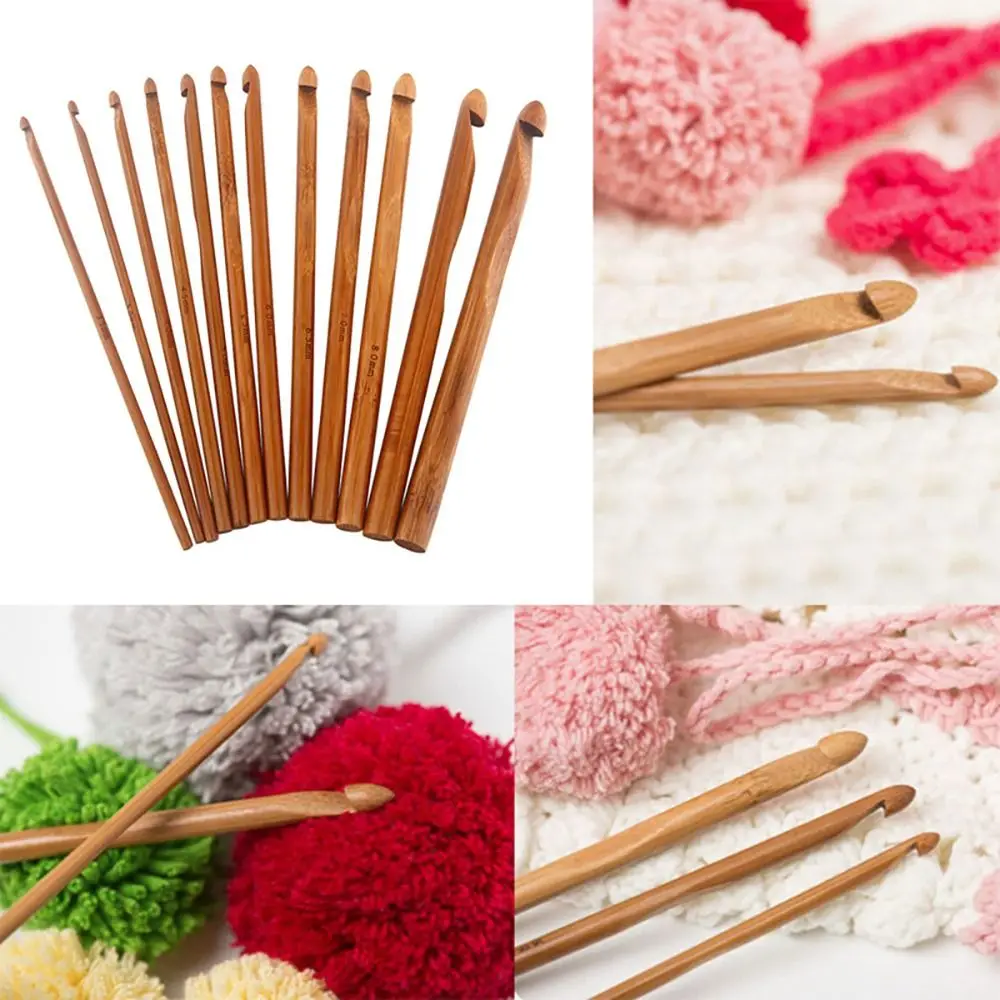 Handicraft Bamboo Wooden Crochet Hooks Small Size Long Crochet Needles Crocheting Needles Blanket Shawl