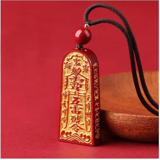 

5 Thunder Order Cinnabar Pendant Purple Gold Sand Necklace Men's and Women's Pendant Bronzing Token Pendant New Year Gift Amulet