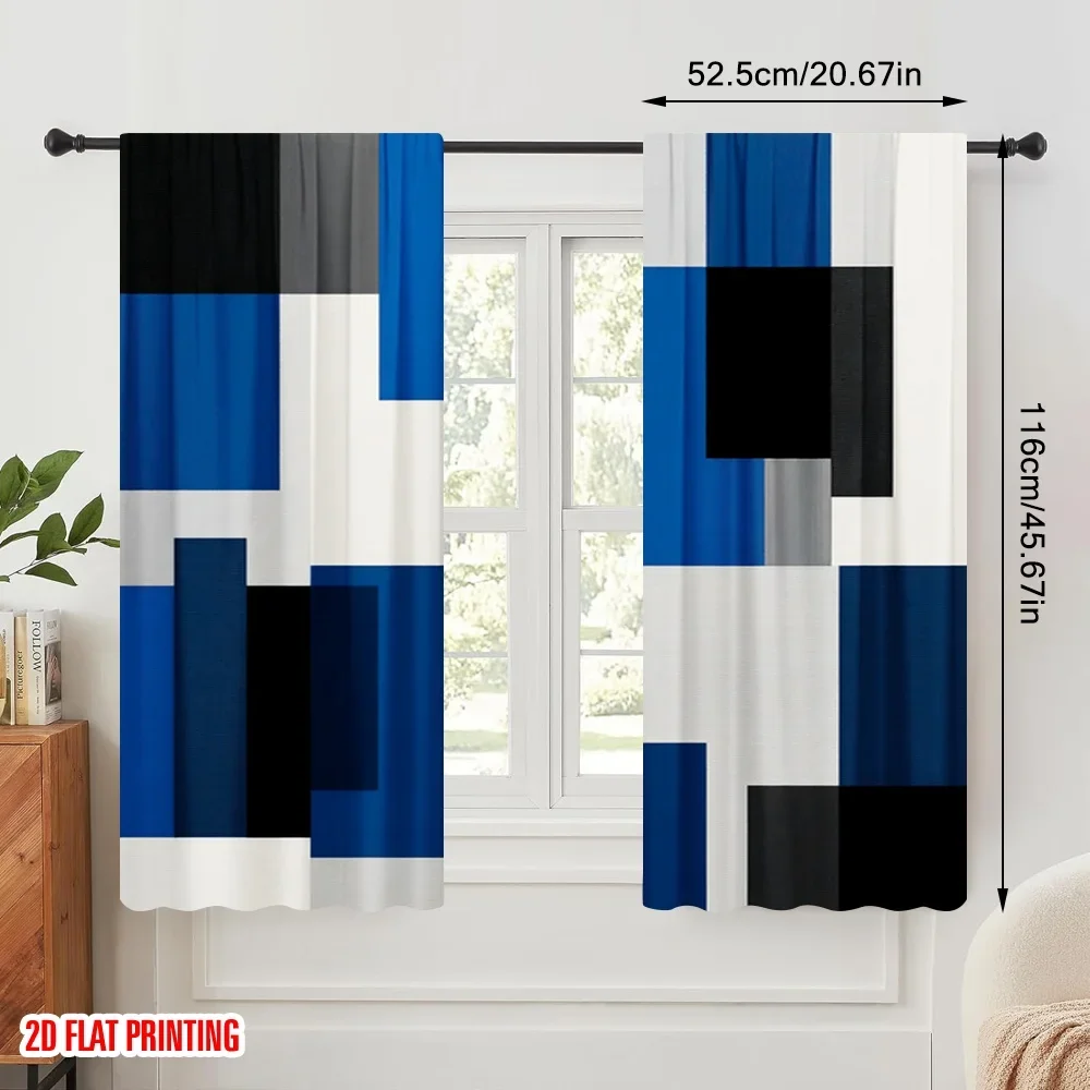 2pcs,2D plane printing Pattern Curtains Geometric Panels Versatile Durable Polyester (without rod) Gifts Ldeal for Kitchen