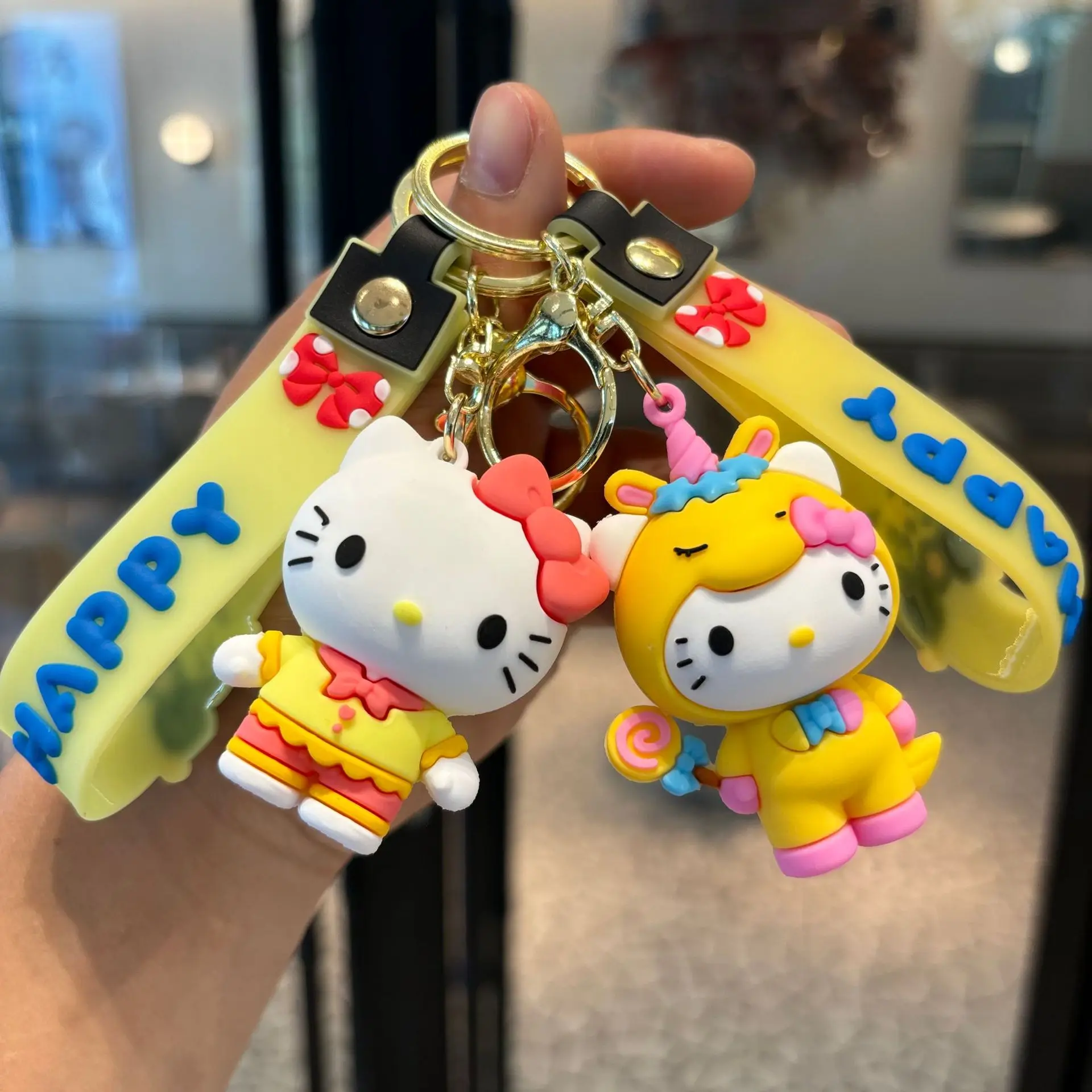 Kawaii Cinnamoroll Hello Kitty Keychain Keyrings Itabag Accessories Children Schoolbag Pendant Kuromi Melody Keychain Key Buckle