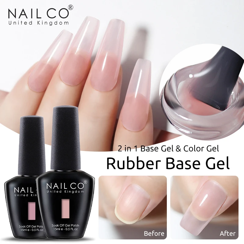 جيل بقاعدة مطاطية وطبقة علوي من NailCo ، طلاء أظافر ، شفاف ، بناء وردي ، جل أولي ، فن أظافر ، ورنيش Ongle ، 15 #1