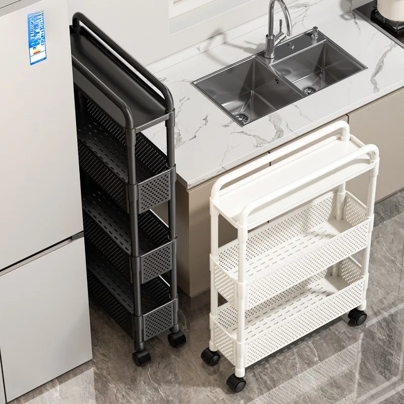 

1pcs PP Slim Gap 3-tier Rolling Cart Black with Wheels Kitchen Organizer