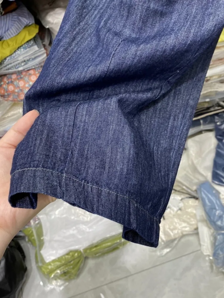 Plus Größe Sommer Dünne Denim Hosen frauen Casual Lose Harem Jeans Hohe Taille Neun Punkte Tiefe Farbe Abnehmen Wirkung