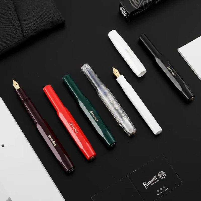 Pluma estilográfica de cristal escarchado deportiva clásica KAWECO de Alemania, pluma de bolsillo EF/F con punta de iridio para regalo de oficina escolar