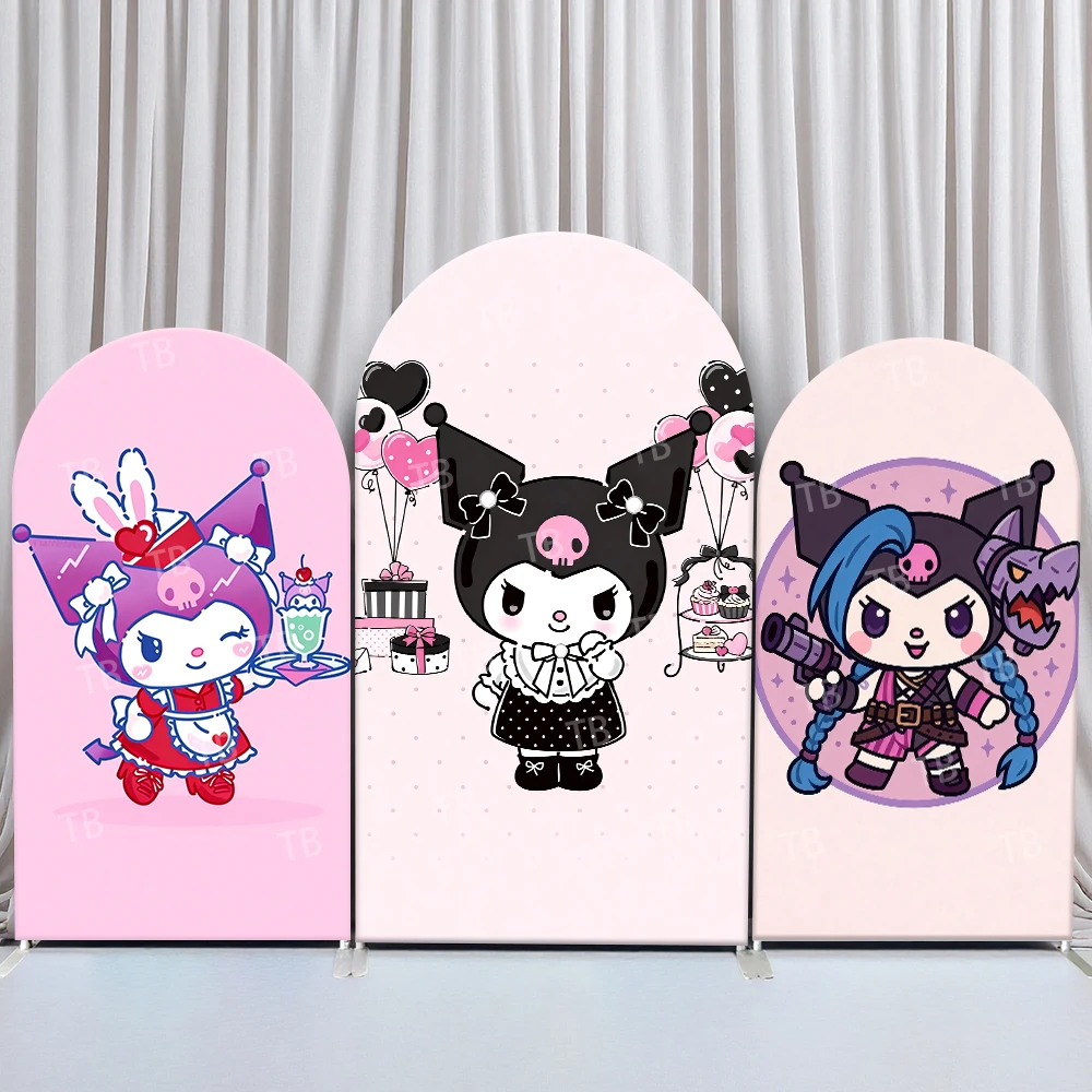

Sanrio Kuromi Pink Black Cute Style Arch Backdrop Cover Vivid Festive Scene For Kids Birthday Baby Shower Photo Booth Decor