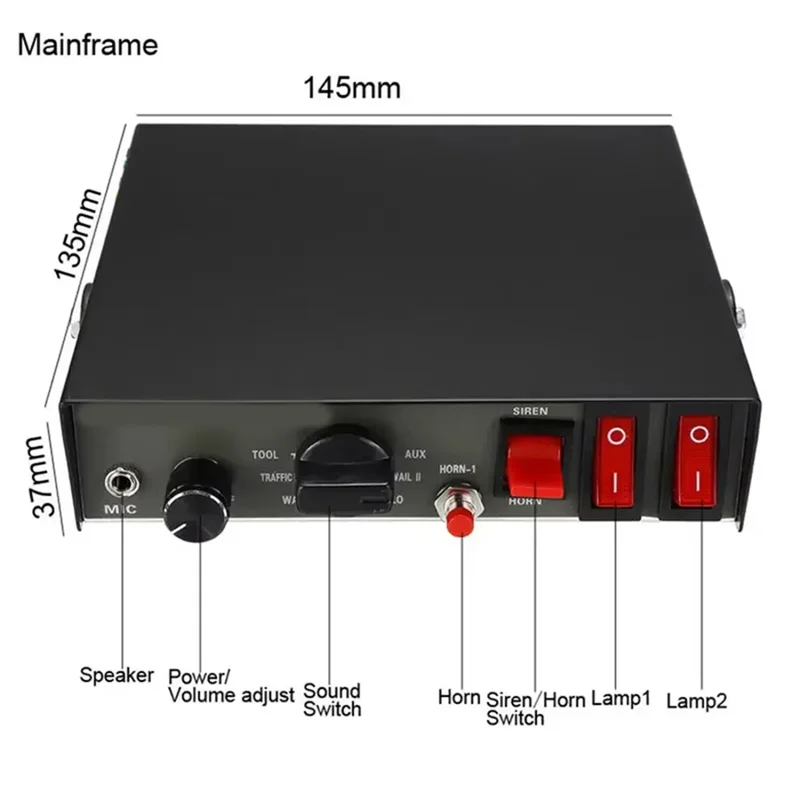 M93K-200W 9 Sound Loud Warning Alarm Police Fire Siren Horn PA Speaker MIC System Microphone Fire Speaker Host
