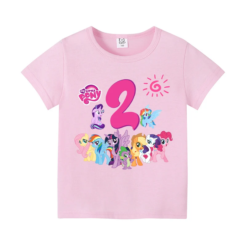 My Little Ponys Children T-Shirt Birthday Number 1-10 Kawaii Raritys Cartoon Clothes Kid Boy Girl Tee Shirt Casual Birthday Gift