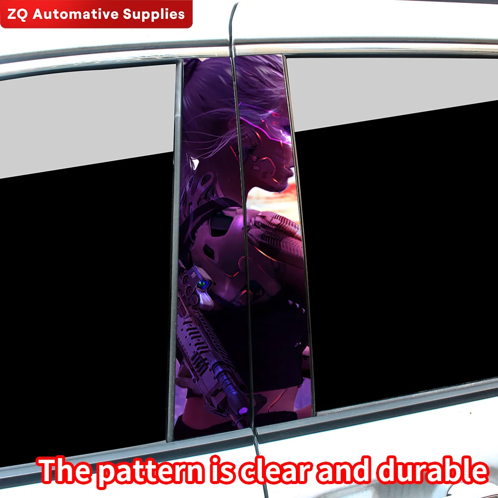 Cyberpunk Beauty Car Stickers Auto B Pillar Waterproof Sunscreen Decor Cover Scratches Car Doors Pillar Vinyl Decals Accessories