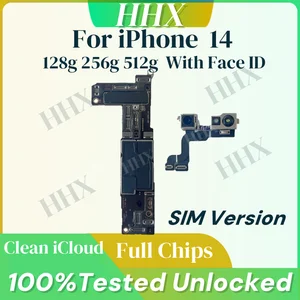 Bilashmart Mainboard iPhone 14 Unlocked Motherboard With Face ID Clean iCloud OK Main Logic Board SIM US Version 512g/256g Chips