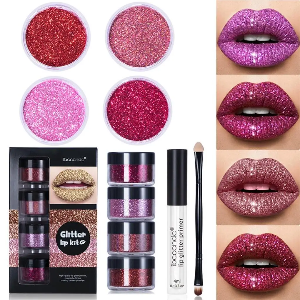 Makeup Glitter Lip Kit Long Lasting Lipgloss Shimmer Women Girls Beauty