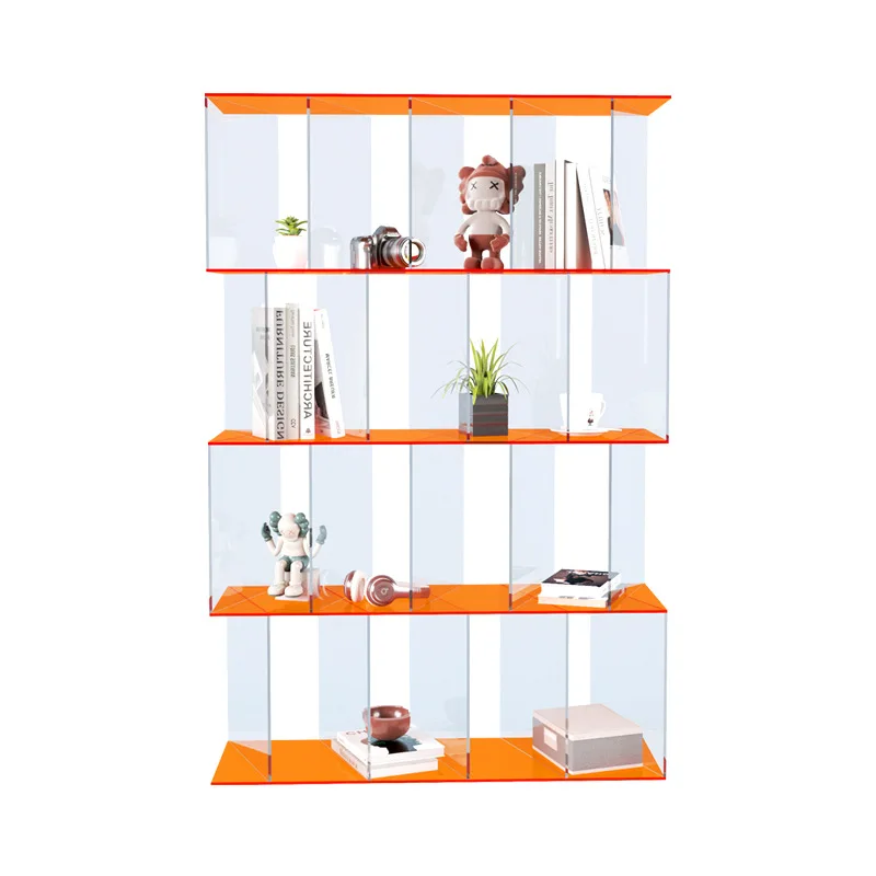 Simple acrylic transparent inclined creative bookshelf shelf floor rack