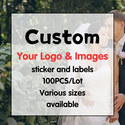 100pcs Custom Stickers Square Personalized Stickers Waterproof Custom Logo Labels for Wedding Party Company Logo Gift Packaging