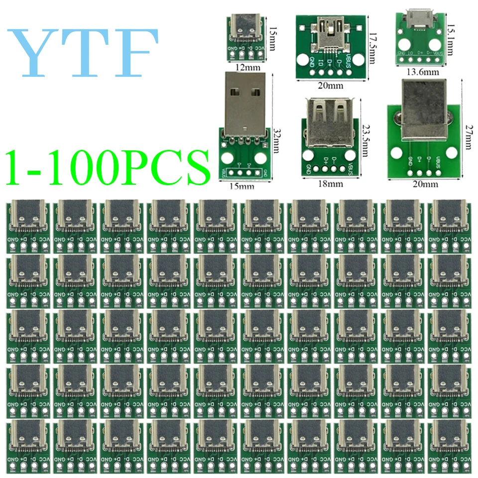 

10 шт. smicro Mini USB A Male USB 2,0 3,0 A Female USB B разъем интерфейса до 2,54 мм DIP PCB конвертер адаптер коммутационная плата
