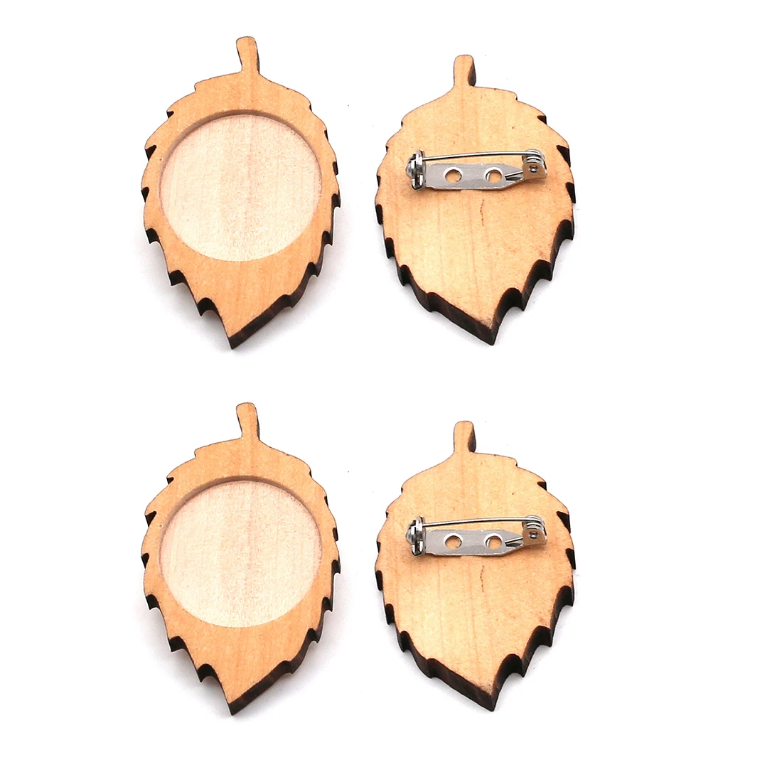 10 Stück Innengröße 25 mm Holzblätter Rohlinge Broschenschalen Basisblatt Sicherheitsnadeln Cabochon-Einfassungen Fassung Schmuckherstellung