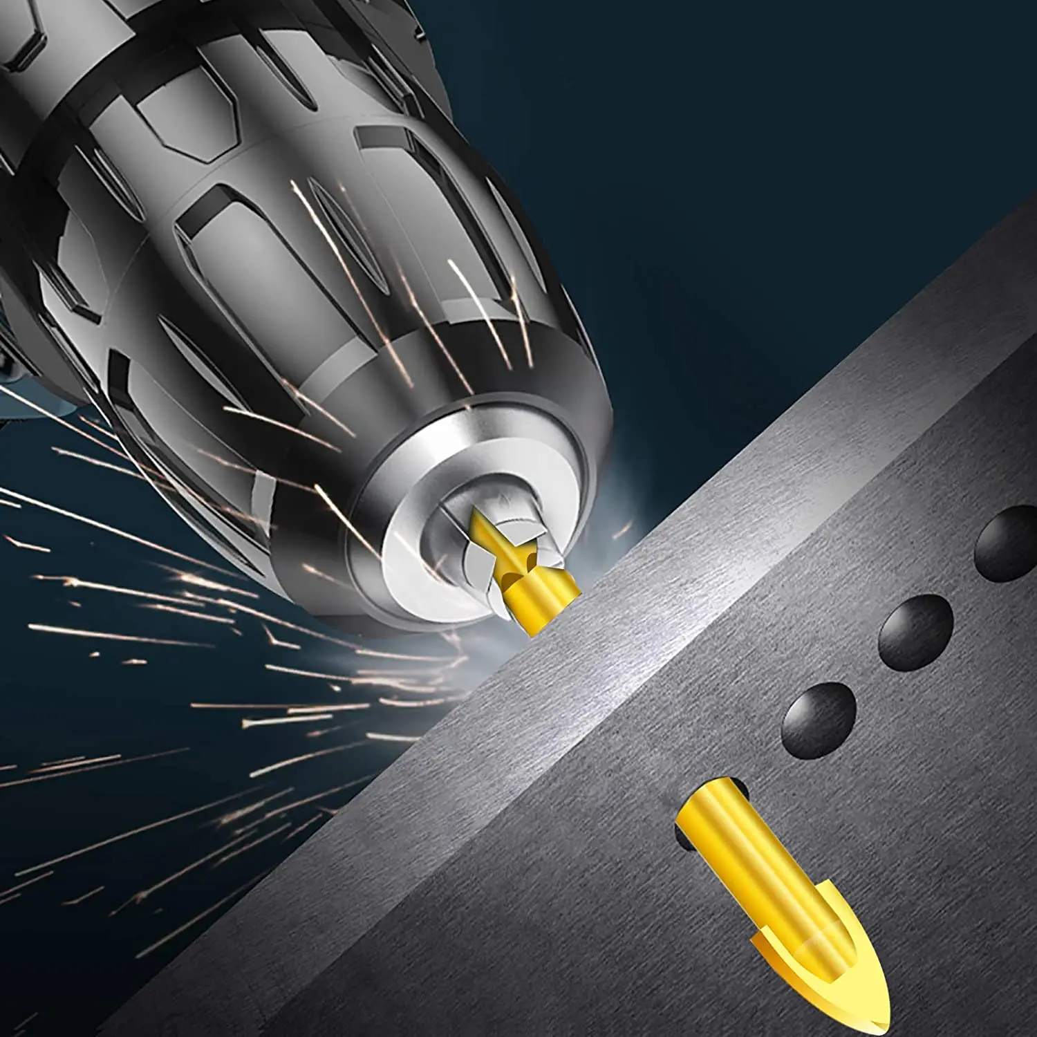 Binoax 5 Chiếc Kính Khoan Bộ Phủ Titan Cho Gạch Gốm Gạch Gỗ 1/4 "Chuôi Lục Giác 3/4/6/8/10Mm