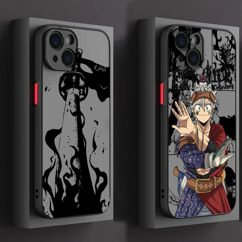 Black Clover Cool Anime Comic Frosted Translucent For Apple iPhone 16 15 14 13 12 11 XS XR X Pro Max Plus Mini Soft Phone Case