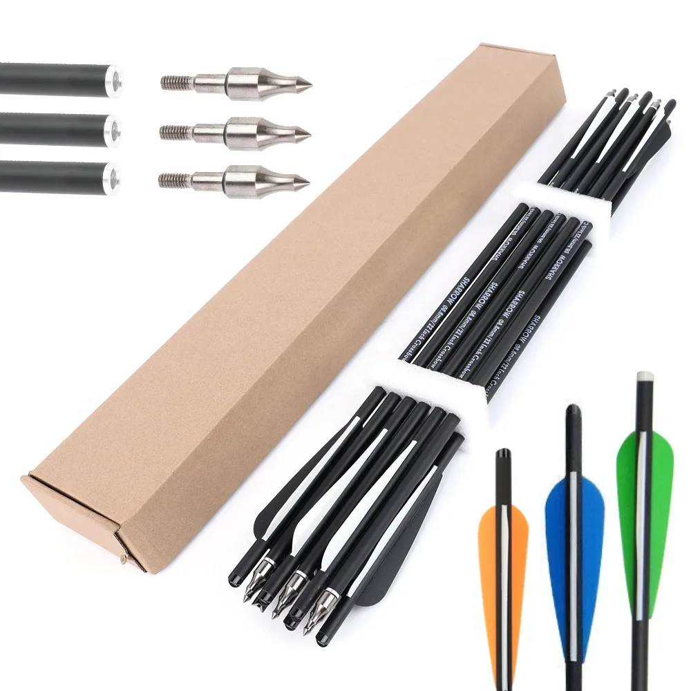 

6/12pcs Crossbow Bolts 16"/17"/18"/20"/21"/22" Mixed Carbon Steel Tips for Bow Outdoor Shooting Hunting Target Hunting Arrows