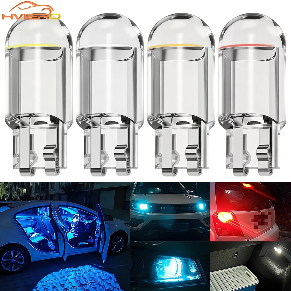 

2/4/6/8/10/12X Car LED Bulb W5W T10 COB Glass CANBUS Auto Interior Lighting Dome License Plate Lamp Clearance Turn Signal Light
