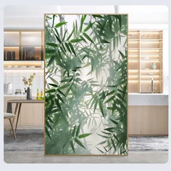 Static Cling Window Film Privacy Heat Control Anti UV Blocking Window Stickers Foggy Bamboo Leave Decorative Frosted Window Film