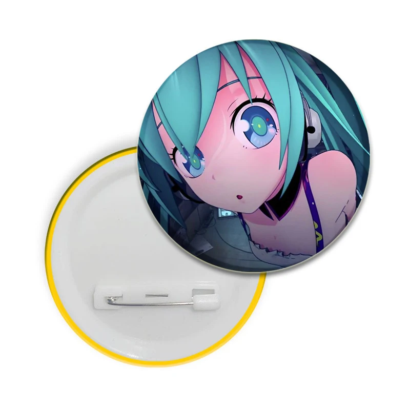 58mm Anime Cute Brooches Miku Cartoon Badge Cosplay Handmade Plastic Enamel Pins for Clothes Backpack Jewelry Accessories Gifts