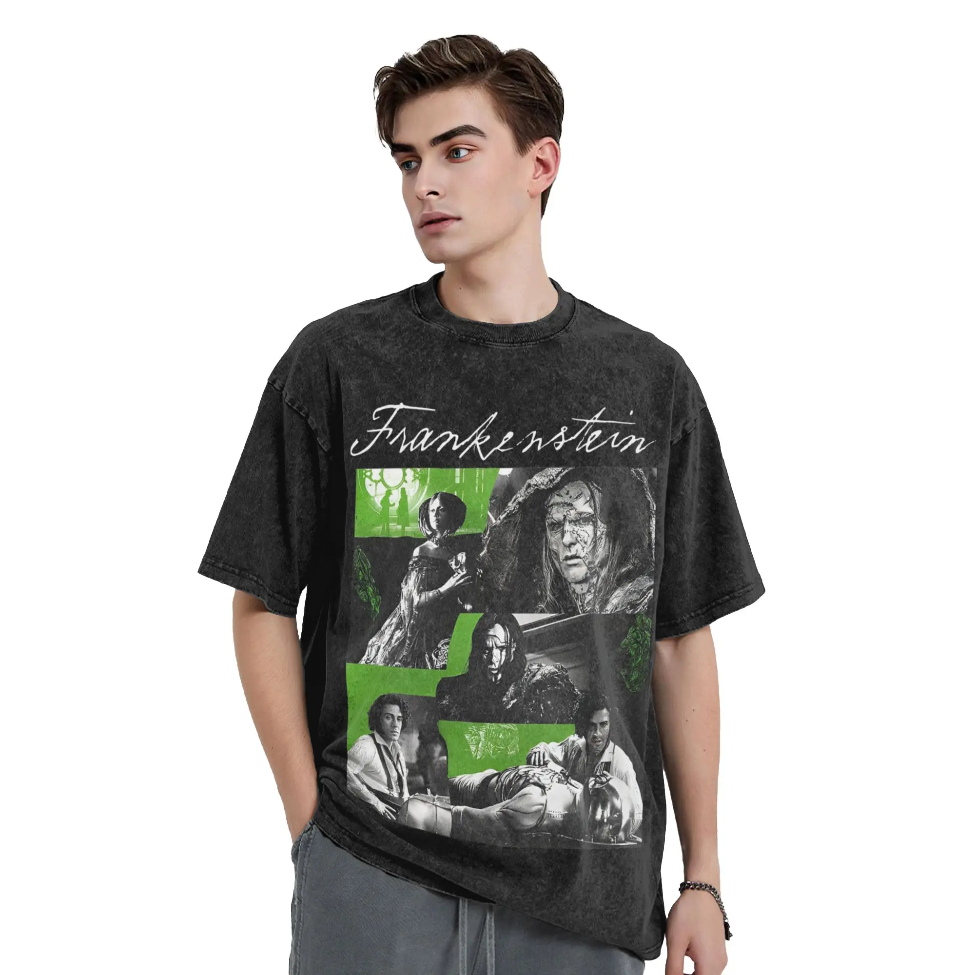 تي شيرت كلاسيكي مغسول للرجال والنساء من فيلم فرانكنشتاين 2025 قميص مطبوع تي شيرت كبير الحجم #4