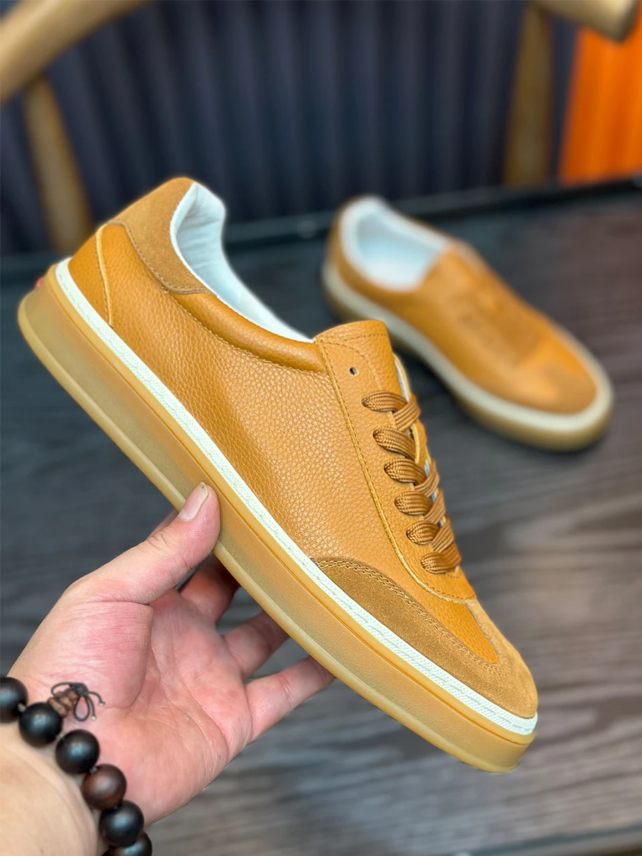 

Мужские кроссовки Dequn из натуральной кожи, универсальные повседневные, осенняя коллекция 2025, новые, в стиле ретро, белые, удобные, легкие.