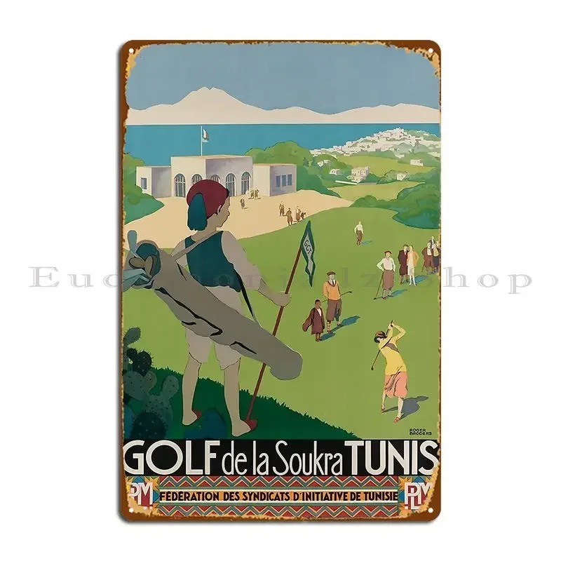Plm Golf De Soukra Tunis Vintage Travel Poster Metal Plaque Poster Create Garage Club Pub Cinema Design Tin Sign Poster