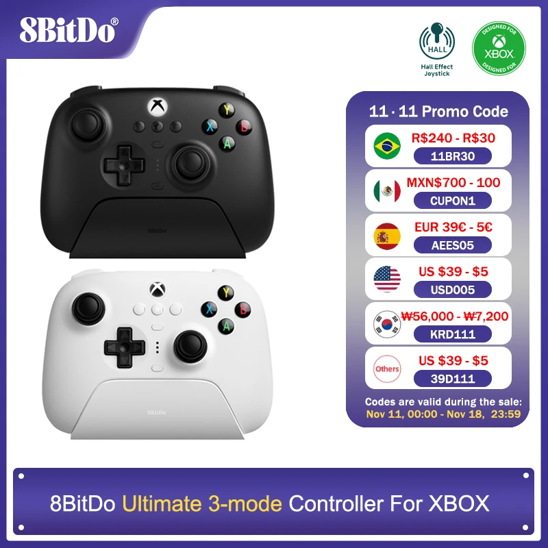 8BitDo Ultimate 3-mode Wireless Bluetooth Gaming Controller with Charging Dock for Xbox Series X|S, Xbox One Windows and Android