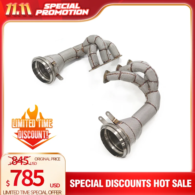 Discount offer manifold with heat shield  without catalysis for Porsche 992 GT3  HMD exhaust system Quality certification