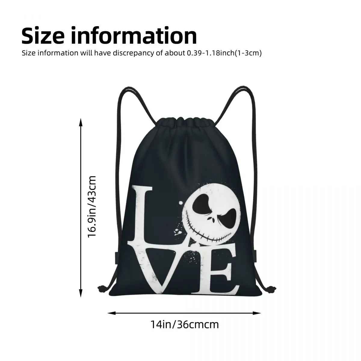 مخصص جاك Skellington الحب الرباط على ظهره النساء الرجال الرياضة الصالة الرياضية Sackpack حقيبة تدريب محمولة كيس #4