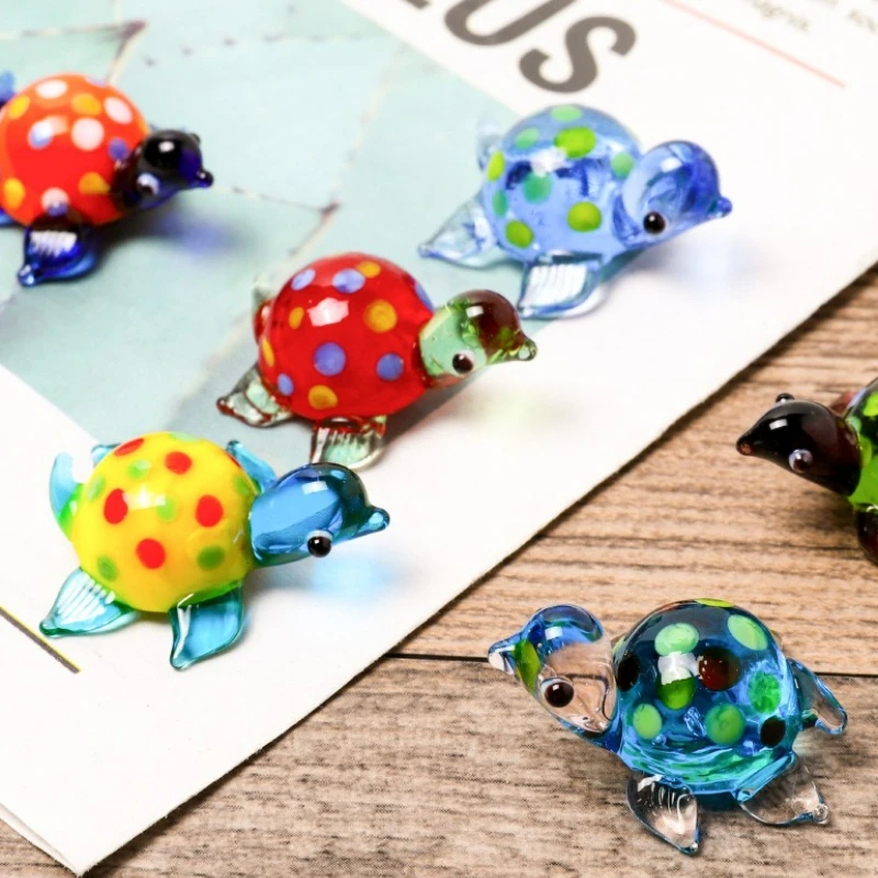

Mini Colorful Glass Turtle Ornament Cute Animals Statue Figurines Home Desk Garden Decorative Accessories Crafts Collection New