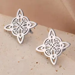 LIKGREAT Witch Knot Stud Earring for Women Stainless Steel Celtics Knot Earrings Witchcraft Protection Amulet Jewelryr Gift